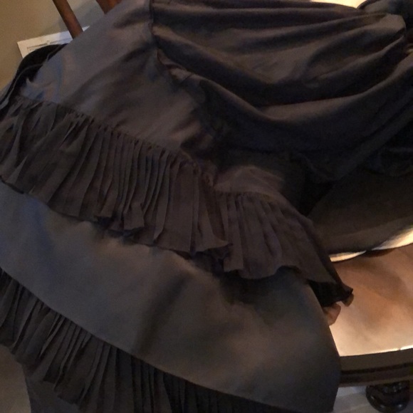 Jovani evening layered ruffle tulip front sweeping back satin style elegant gown - Picture 8 of 14